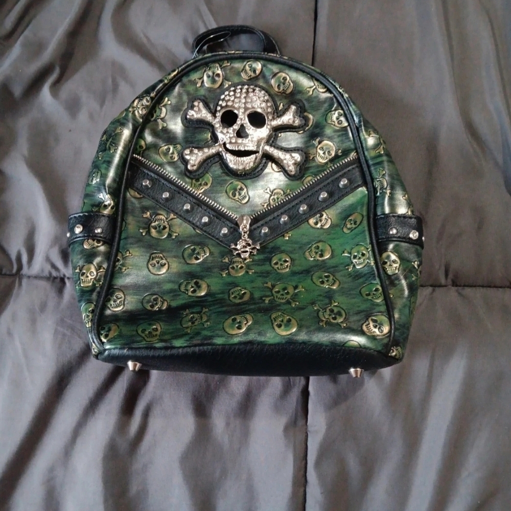 Green Skull Accent Backpack